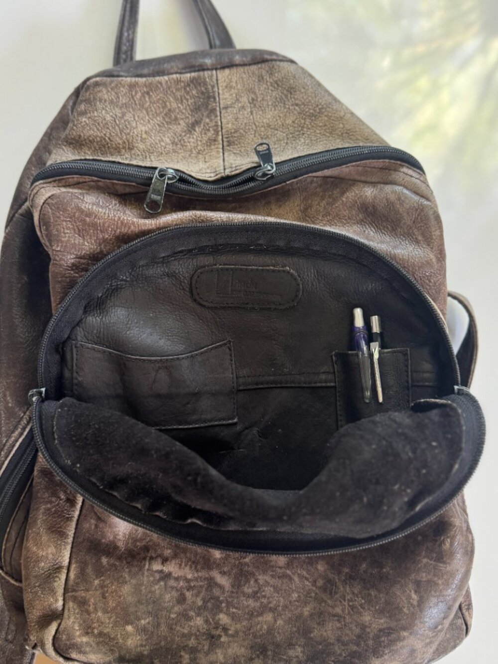 Leather Backpack Knapsack - Picture 3 of 5